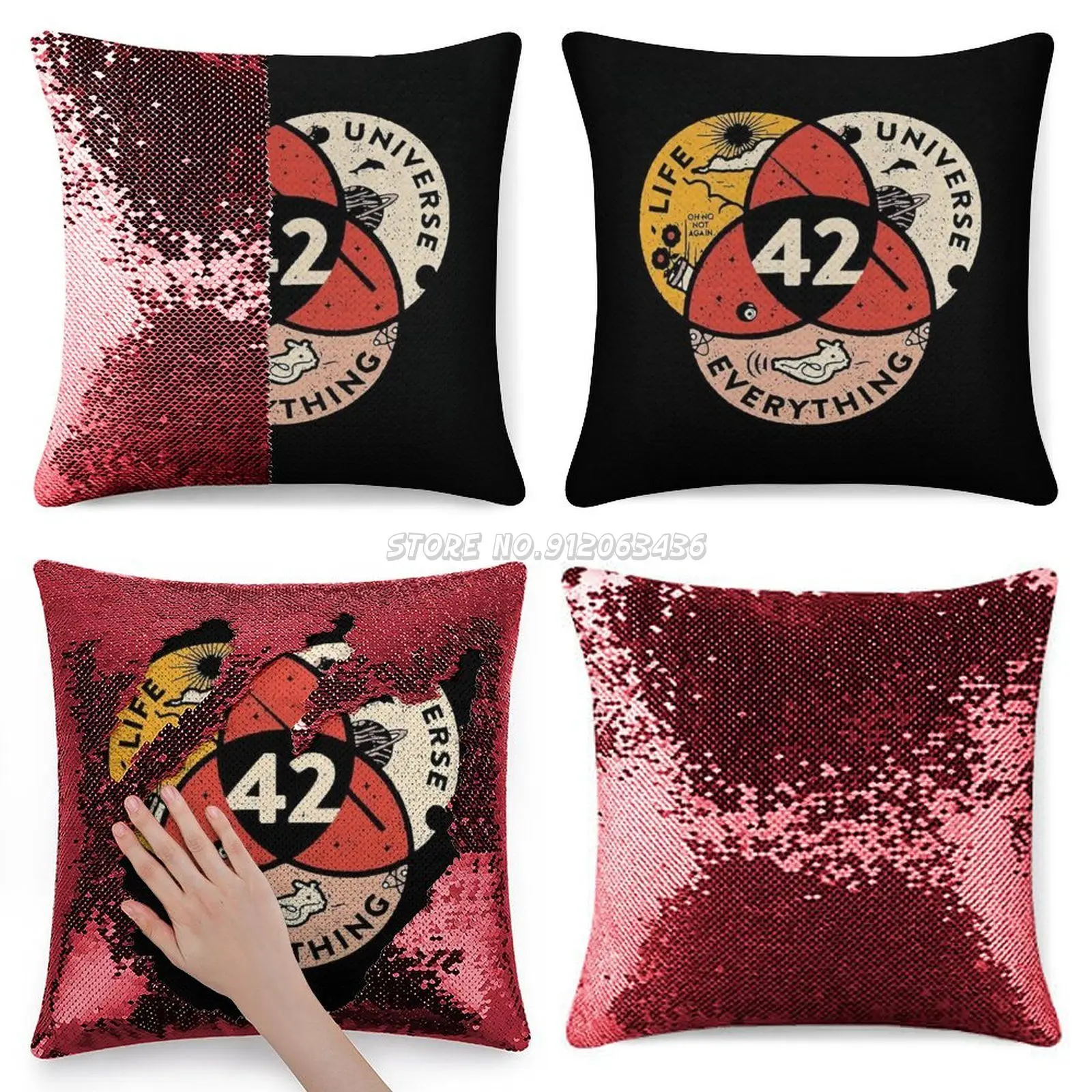 

42 «ответ к жизни», «Вселенная и все», винтажный подарок, наволочка с блестками, украшение для дома и кафе, наволочка меняющая цвет