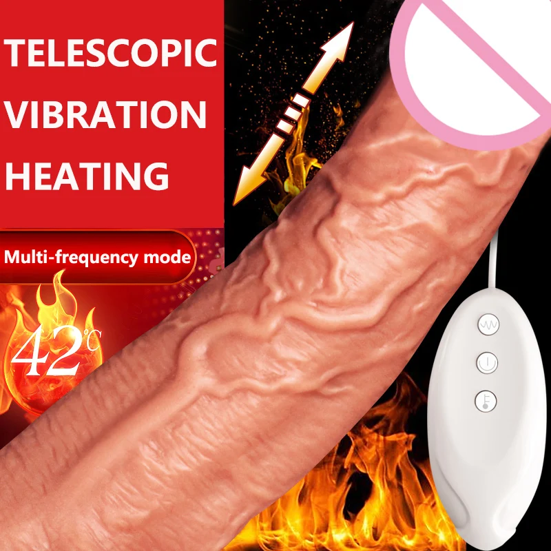 2019New автоматический телескопический фаллоимитатор с подогревом вибратор G-spot