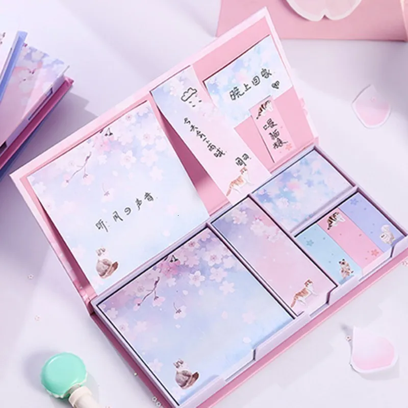 Креативный милый кот Липкие заметки Kawaii мультфильм блокнот набор офисный планировщик для скрапбукинга блокнот школьные канцелярские принадлежности 02122