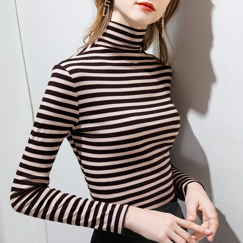 

Basic high collar base T-shirt for women in autumn and winter