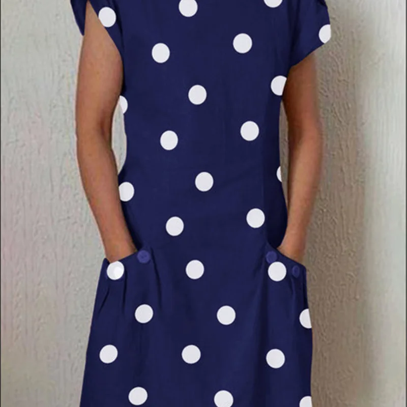 Повседневное женское платье большого размера лето 2020 с принтом в крупный горошек