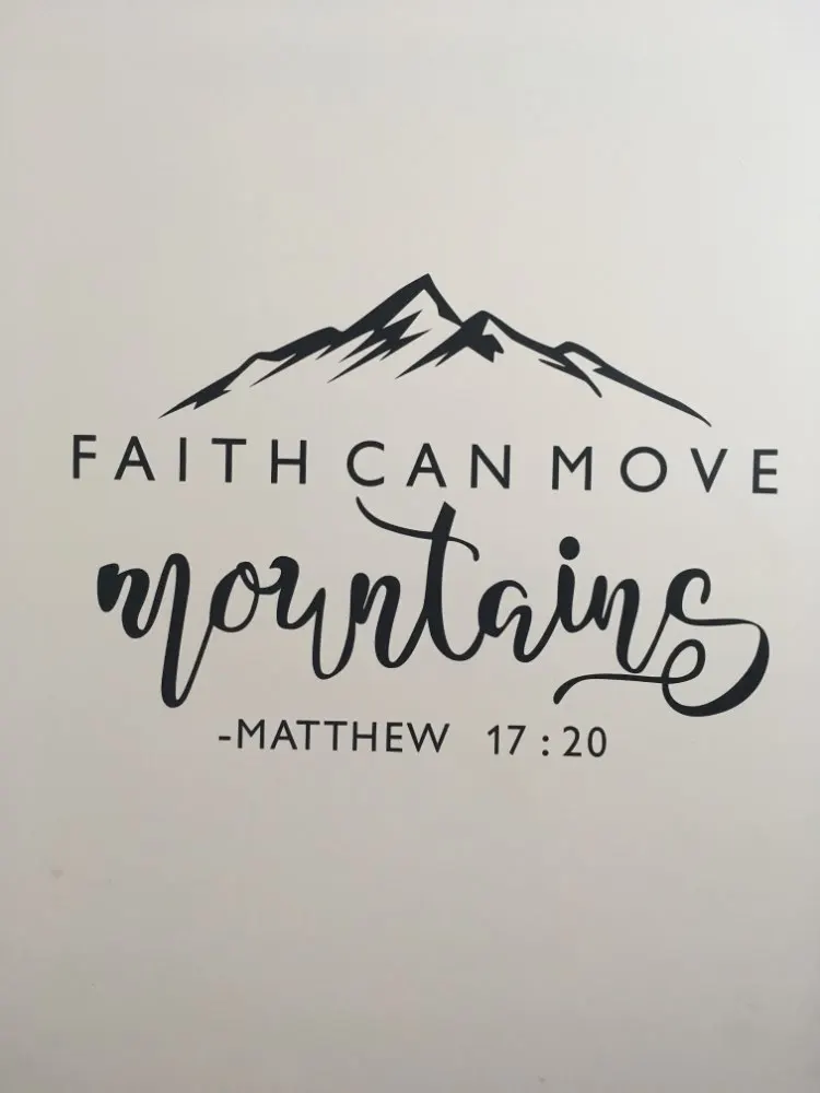 Вера может двигаться горы-Матфея 17:20-Библейский стих виниловая наклейка на стену