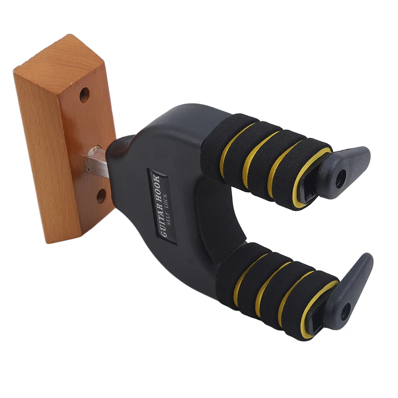 

Wall Mounted Wooden Base Accessories Rotate Guitar Hanger Holder Support Rack Gravity Hook Automatic Lock Display Bass Stand