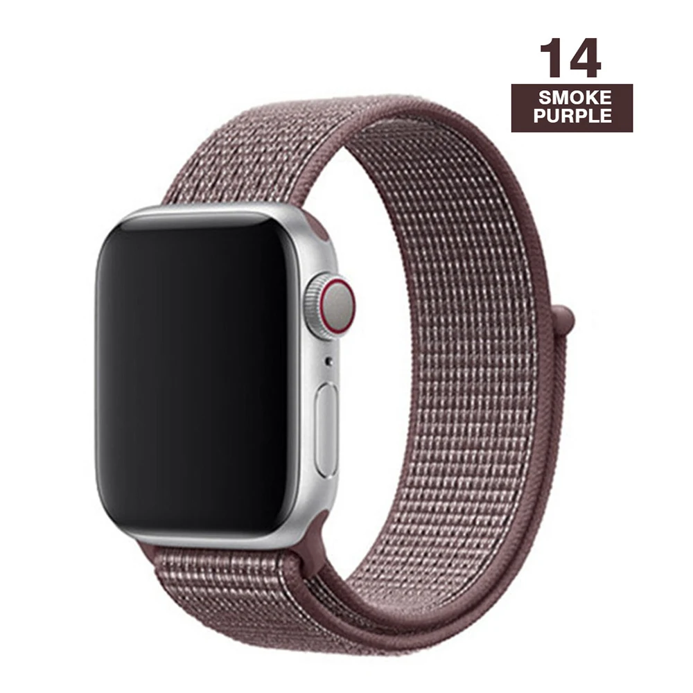 Smokey Mauve Ремешок для наручных часов Apple Watch серии 3/2/1 38 мм 42 мм мягкий нейлон дышащий сменный ремешок Спортивные петли для наручных часов iwatch серии 4 5 40 мм 44 мм - Цвет ремешка: Smokey Mauve