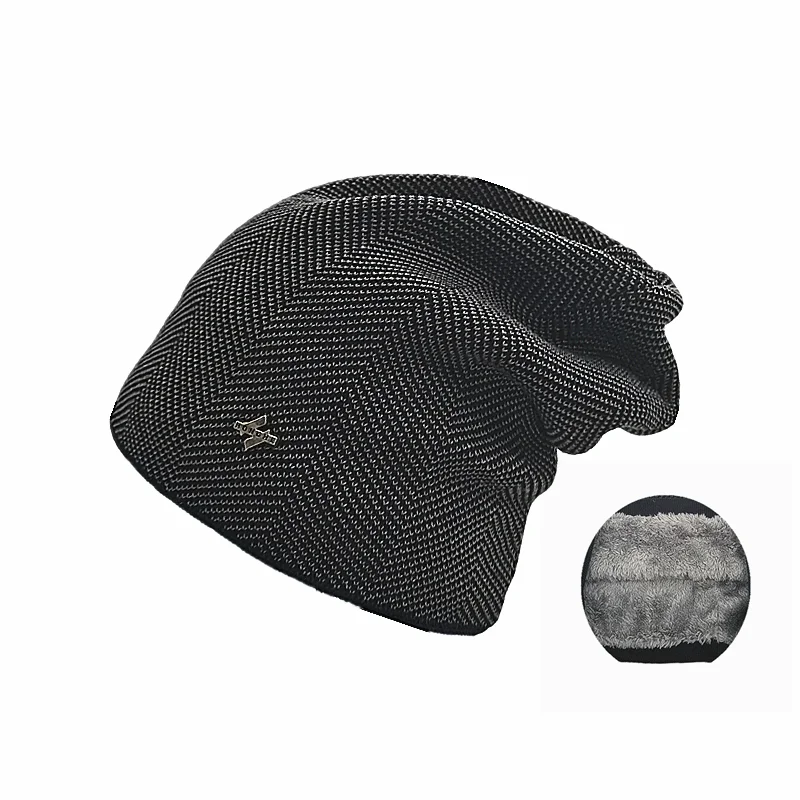 

Новая зимняя теплая шапка для женщин и мужчин, вязаные повседневные облегающие шапки, шапки, бархатные плотные шапки, уличные велосипедные ...