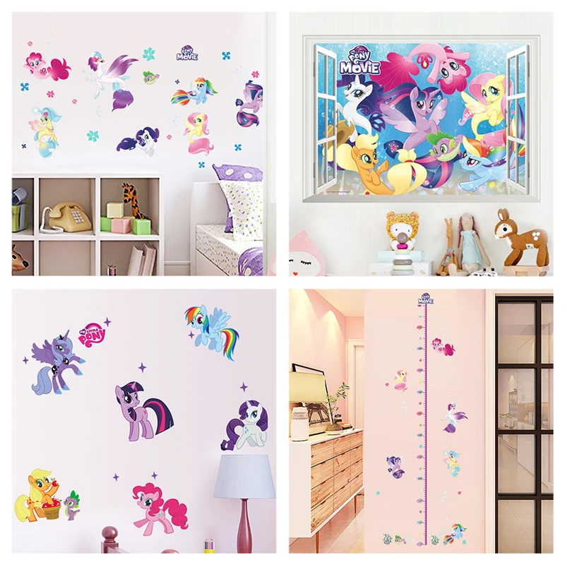 

Lovely Unicorns Wall Stickers For Home Decoration Kids Room Mural Art 3d Movie Posters Cartoon My Little Pony Wall Decals