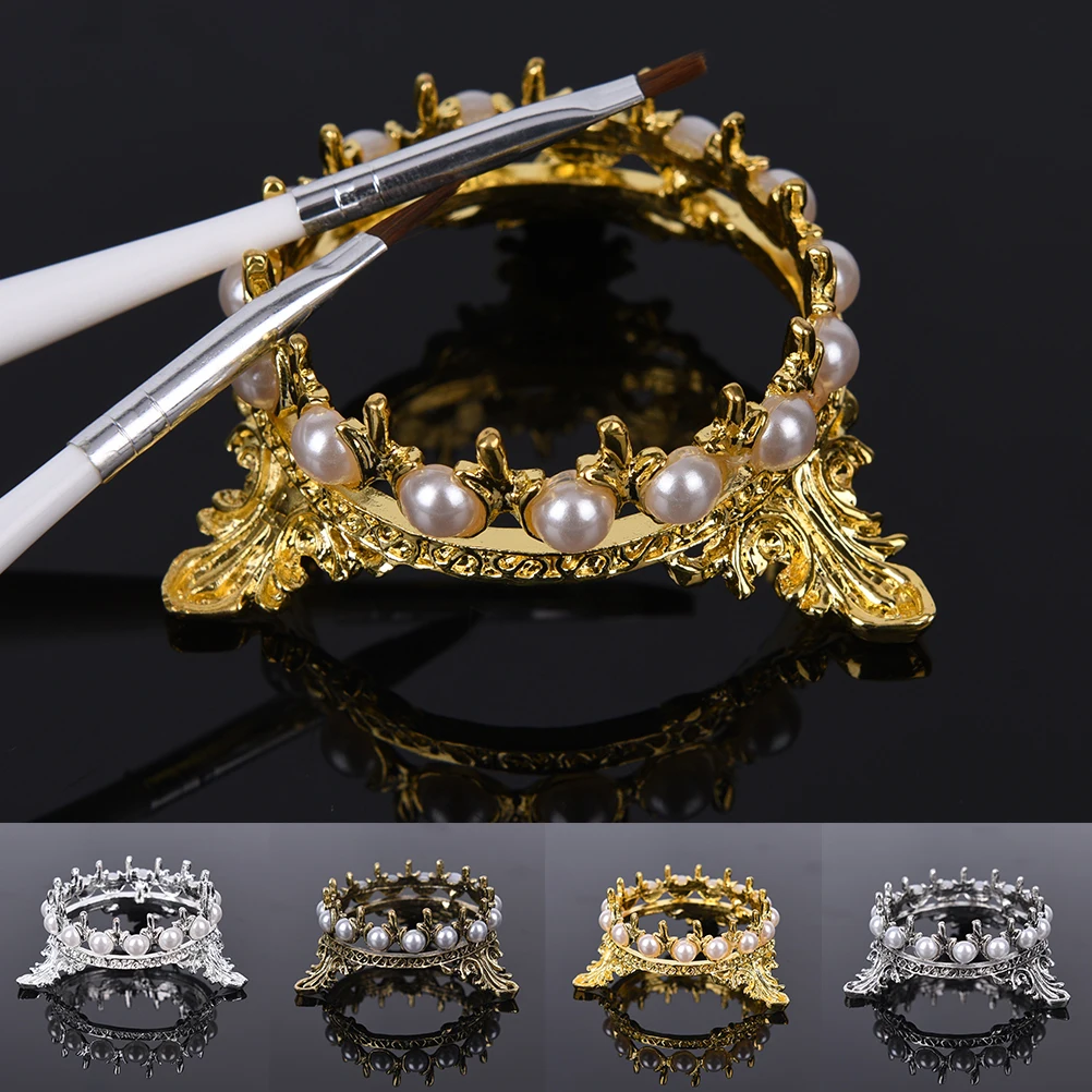 

Crown Pearls Design Pencil Pens Brushs Stand Rack Decoration Salon Home DIY Manicure Nail Carving Drawing Pens Brushes Holder