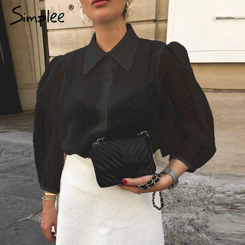 Женская шифоновая блузка Simplee белого цвета черные блузки и топы с сеточкой на