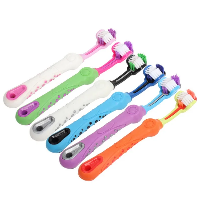 

Трехсторонняя зубная щетка для домашних питомцев, щетка для собак с сложением плохого дыхания, Тартара, уход за зубами, товары для очистки п...