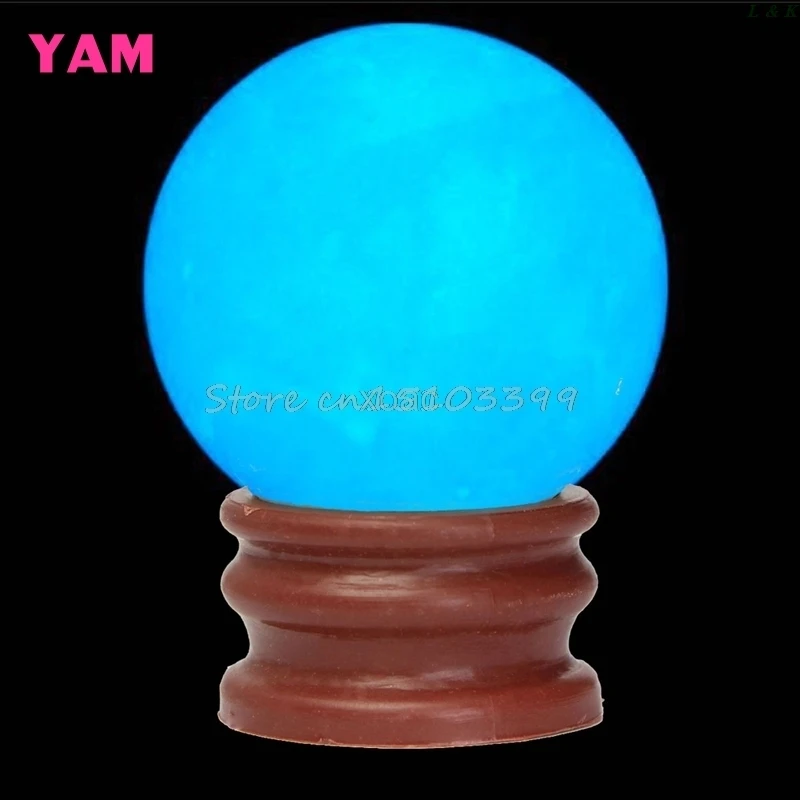 Изящный светящийся в темноте шар из кварцевого хрусталя 3 5 см 60 г + основа синего