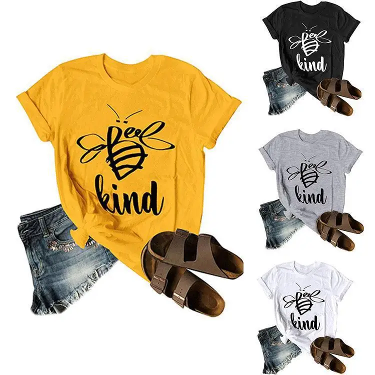 

Fall 2020 Women's Summer Pullover Crew Neck T-shirt Casual Short Sleeve Print Plus Size Woman T-shirt Tops Fashion Pure cotton
