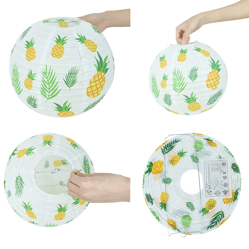 

1Pc 30cm/12inch Round Paper Lantern Tropical Hawaii Party Decorative Printed Lanterns Summer Beach Hanging Decor Baby Shower