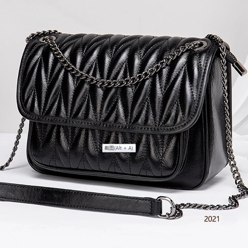 

Fashion Female Handbag Cowhide Square Casual Outdoor Blackbags Diagonal Bag