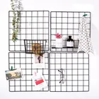 Квадратная современная домашняя настенная декоративная железная решетка для фоторамки открыток сетчатая полка для хранения Полка держатель Органайзер Декор