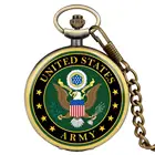 Бронзовые оригинальные кварцевые карманные часы армии США с орлом и цепочкой в стиле ретро для мужчин и женщин ожерелье в стиле стимпанк часы сувенирные подарки