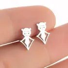 Крошечный Нержавеющаясталь девушка Скакалка маленькие серьги-гвоздики игры в виде капель с кристаллами в форме милые детские памяти ювелирные изделия для вечеринки, дня рождения подарок