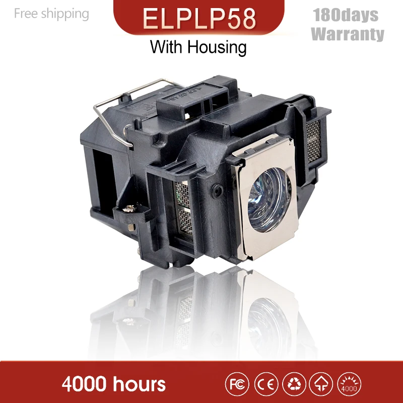 

Replacement Projector Lamp With Housing ELPLP58 fit For EPS0N EB-S10 EB-S9 EB-S92 EB-W10 EB-W9 EB-X10 EB-X9 EB-X92 EX3200 EX5200