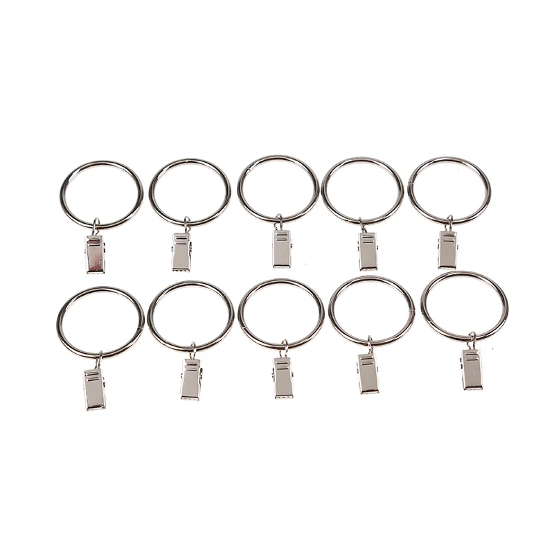 

10PCS Metal Curtain Rings Clips 3.5mm Rustproof Drapery Curtain Rods Hangers Rings Vintage Clamps for Bathroom Window Supplies