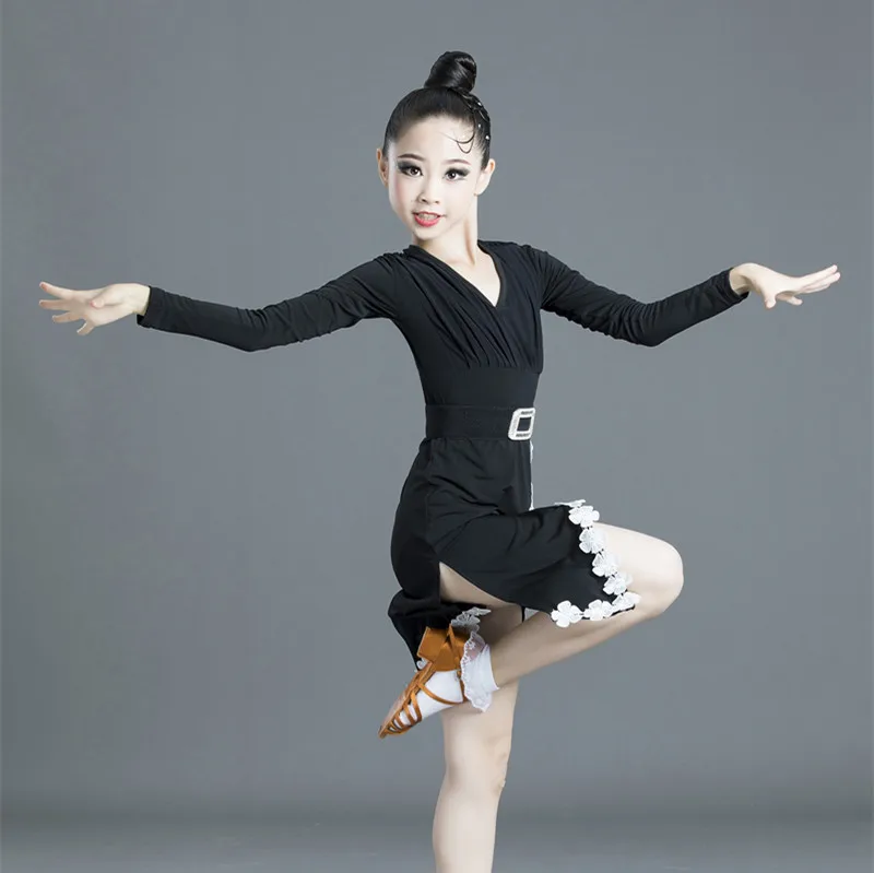 Новинка 2020 г. детское платье для латинских танцев выступлений с длинными