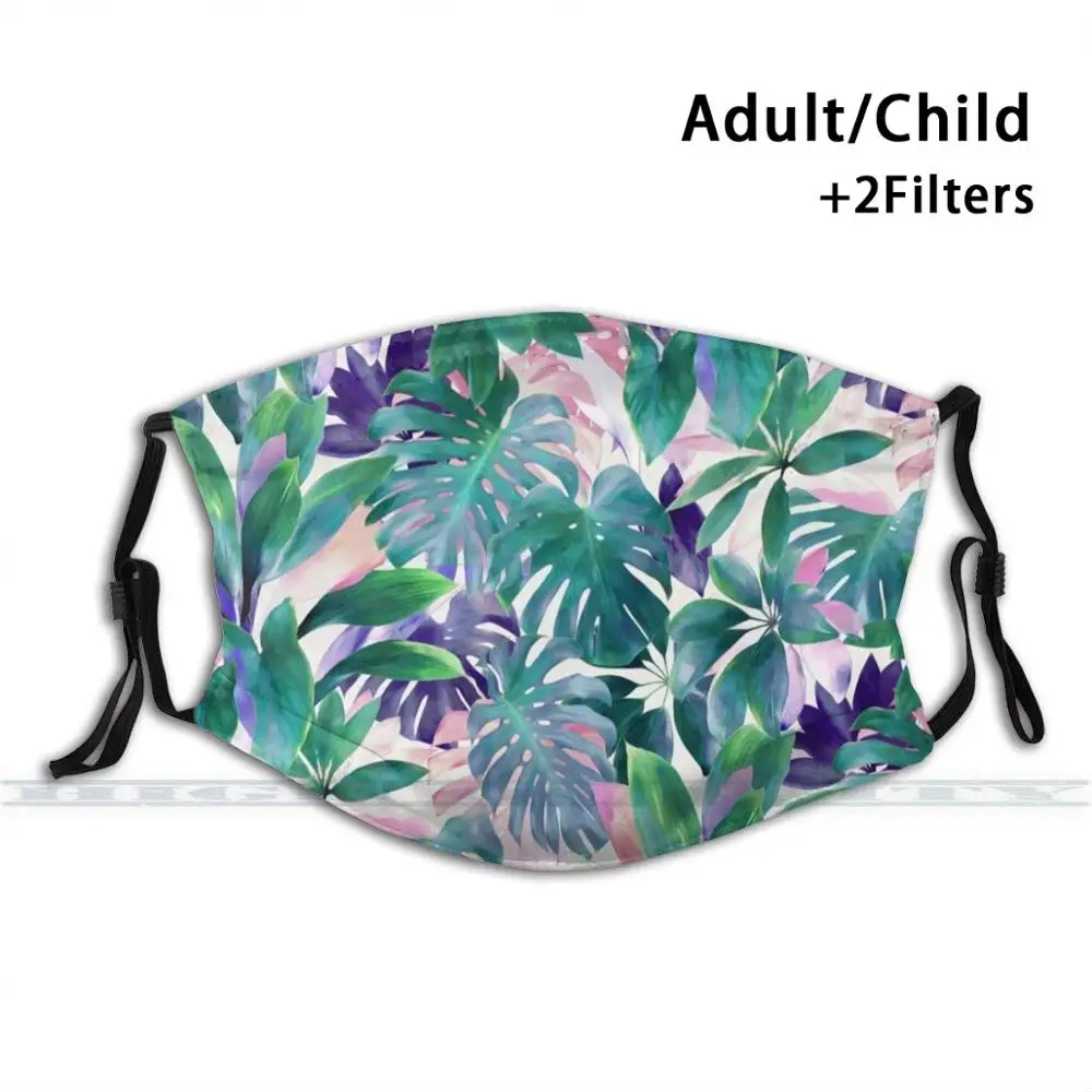 

Pastel Summer Tropical Emerald Jungle Dustproof Non-Disposable Mouth Face Mask Pm2.5 Filters For Child Adult Jungle Tropical