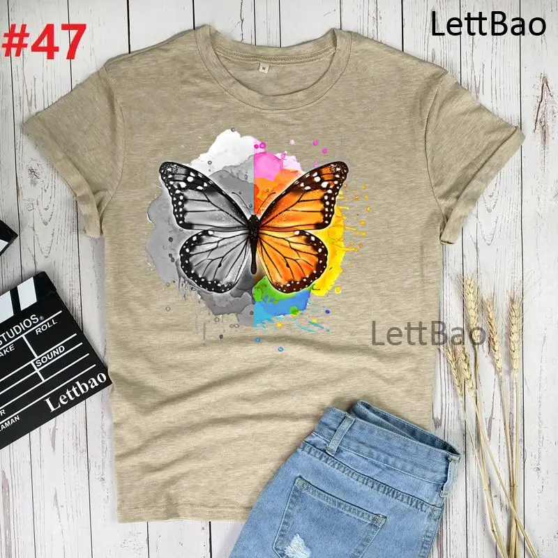 

Harajuku T Shirts Monarch Butterfly Women Ullzang Korean Style T-Shirts 2021 New Fashion Graphic Funny Short Sleeve Top Tees