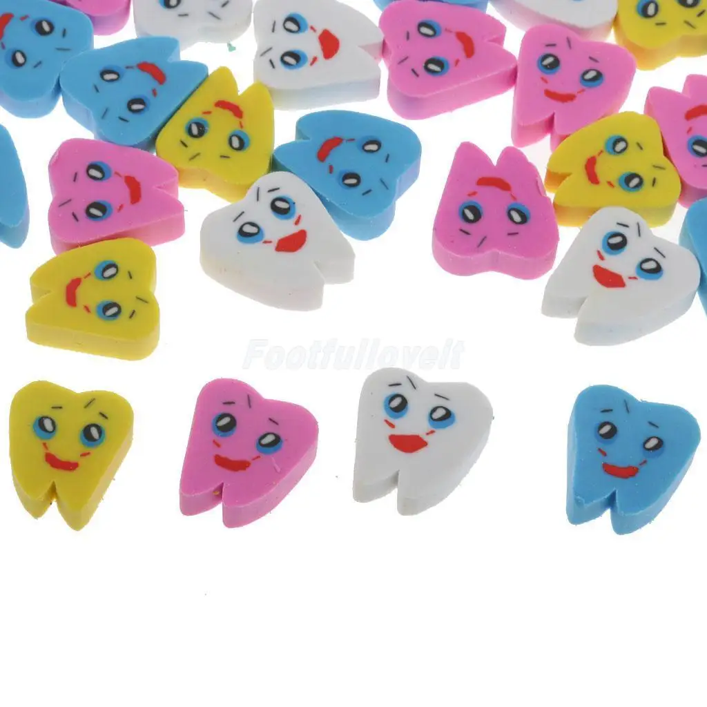 100Pcs Dental Rubber Eraser Lovely Teeth Shape Erasers for Kids Gift Stationery Dental Clinic Best Gift