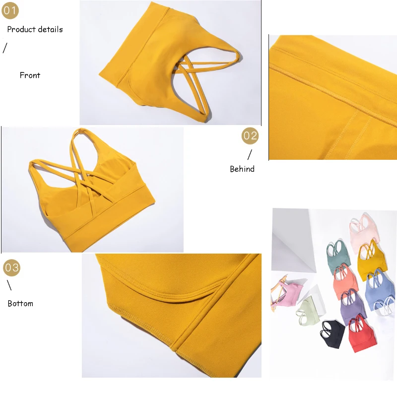 

2021 New Arrivals Comfortable Yoga Sports Vest Women Sports Underwear Cross Beautiful Back Fitness Top Shockproof Running Bra