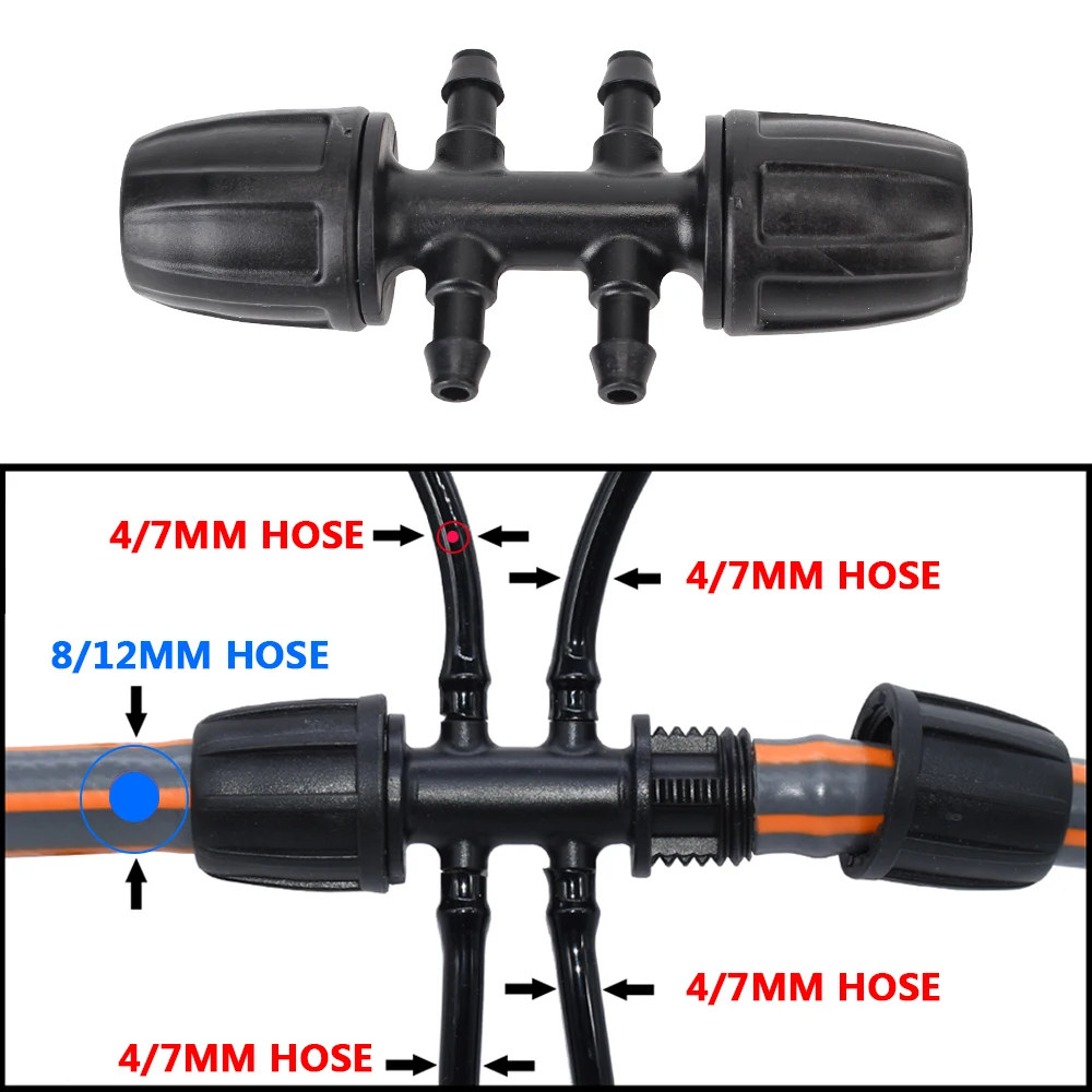 

Tubing Connector for 4/7mm and 8/12mm Hose Irrigation Adapter Micro Hose Connector Joint Misting Watering Kits 10/20/50Pcs
