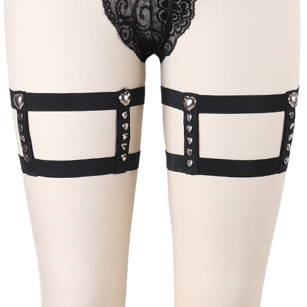Черные Безразмерные подвязки с заклепками в форме сердца пастельные рандезные