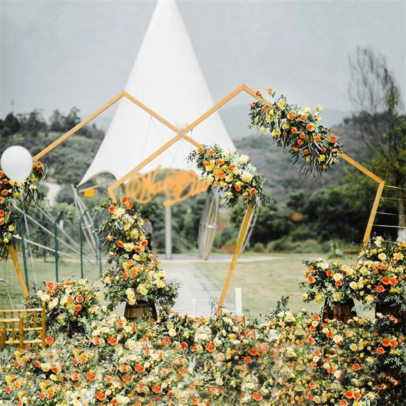 Marco de arco de hierro forjado para boda, marco de fondo de boda, bricolaje, Escena de fiesta de cumplea&ntilde;os, decoraci&oacute;n de c&eacute;sped al aire libre-1