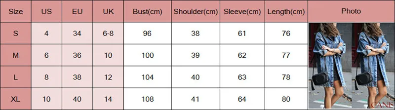 

Women's Denim Long Coat Jeans Coat Fashion Jacket Loose Casual Streetwear