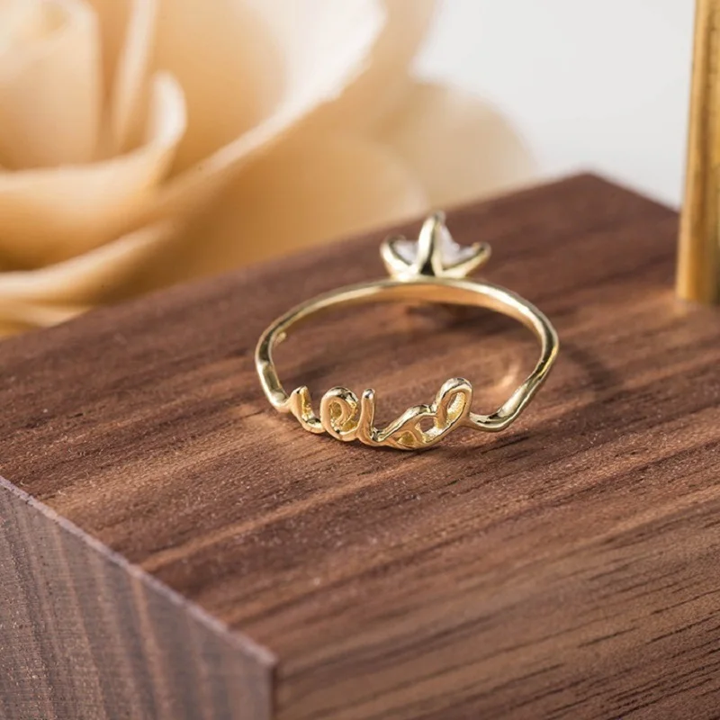 Простые Стильные маленькие свежие ювелирные изделия женские кольца с буквами