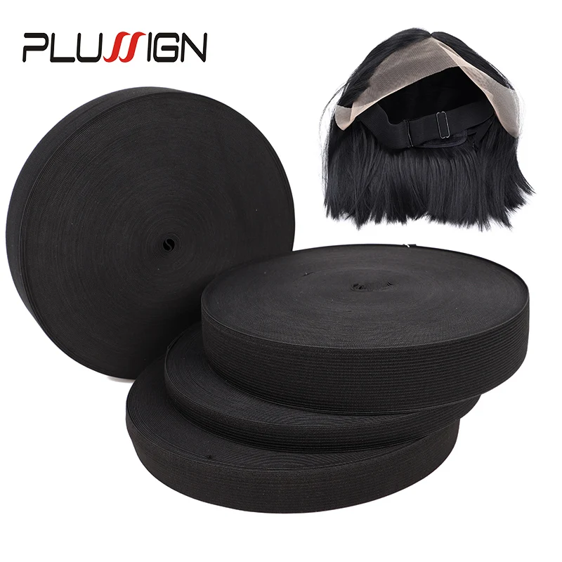 Plussign Free Ship Wig Making Tools Elastic Band For Wig Blocking Sewing Rubber Strong Black Wig Head Band For Closure 40 Meters