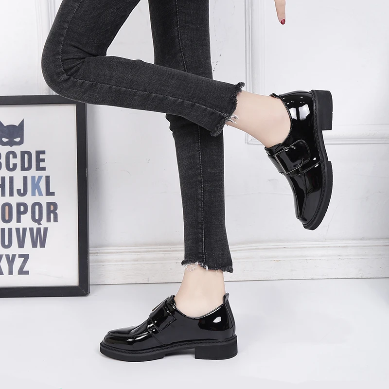 Женские туфли-оксфорды из лакированной кожи однотонные повседневные туфли на