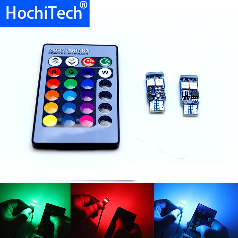 Высокое качество T10 W5W светодиодный свет автомобиля RGB с пультом дистанционного