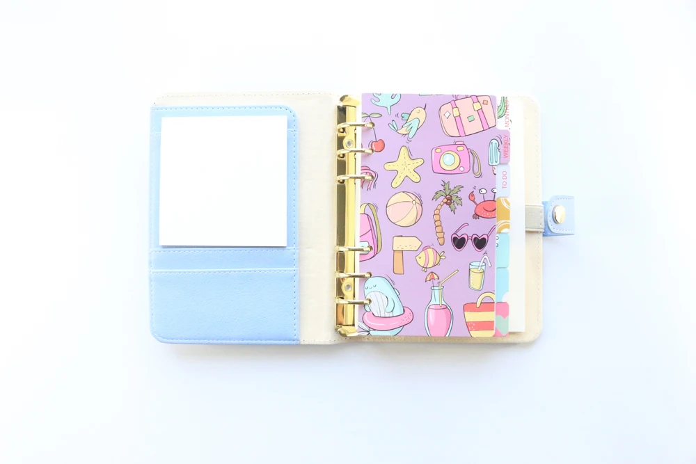 Domikee cute leather hardcover 6 rings binder planner agenda organizer office school refillable spiral notebooks stationery A5A6