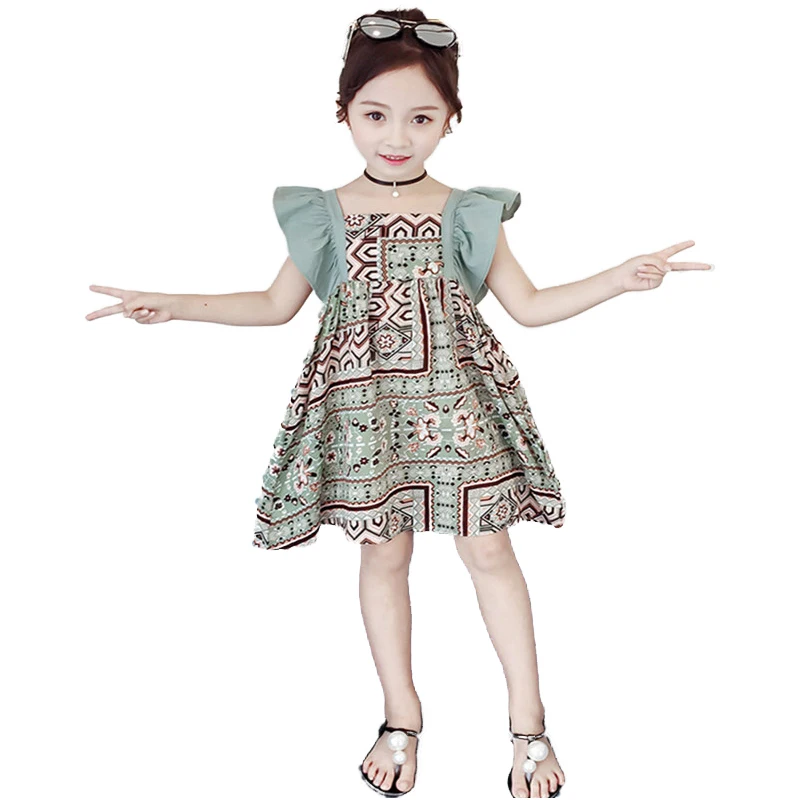 

Girls' dress summer dress 2020 new national style children's dress middle and big children's sling princess kid clothes girls