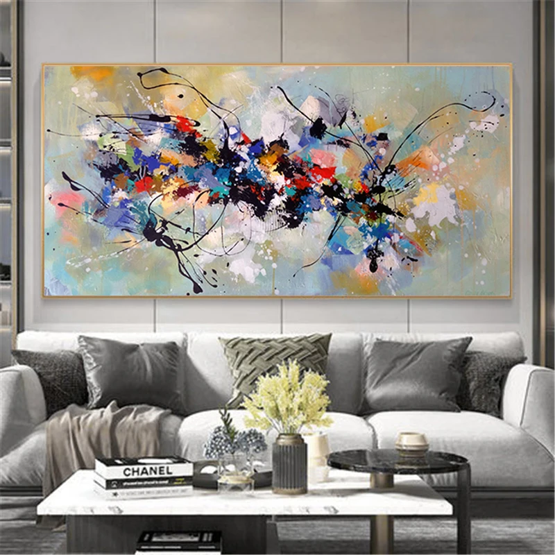 

Abstract Colorful Scandinavian Oil Painting on Canvas Art Posters and Prints Wall Art Picture for Living Room Home Decor