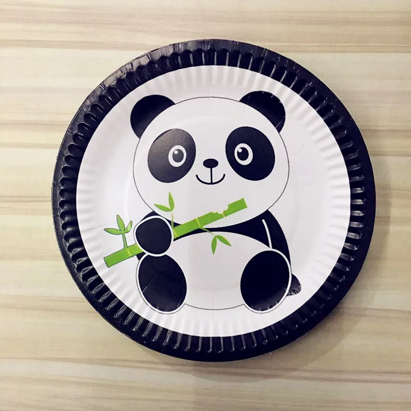 63 шт./компл. милые Мультяшные панды одноразовые наборы посуды тема детский душ