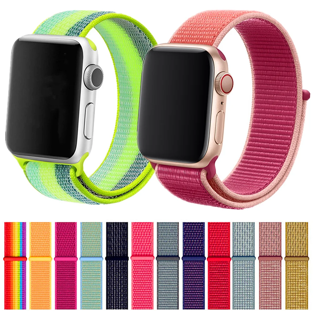 Ремешок для часов Apple Watch 4 серии 5 4 3 мягкий легкий дышащий нейлоновый спортивный ремешок 38 мм 42 мм 40 мм 44 мм Ремешки для наручных часов