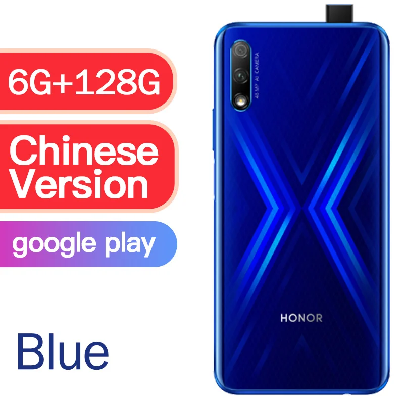 CN 6G 128G Blue honor 9x Kirin 810 4000 мАч супер срок службы батареи 48 миллионов ультра четкая ночная съемка 6,59 дюймов Лифт полный экран - Цвет: CN 6G 128G Blue