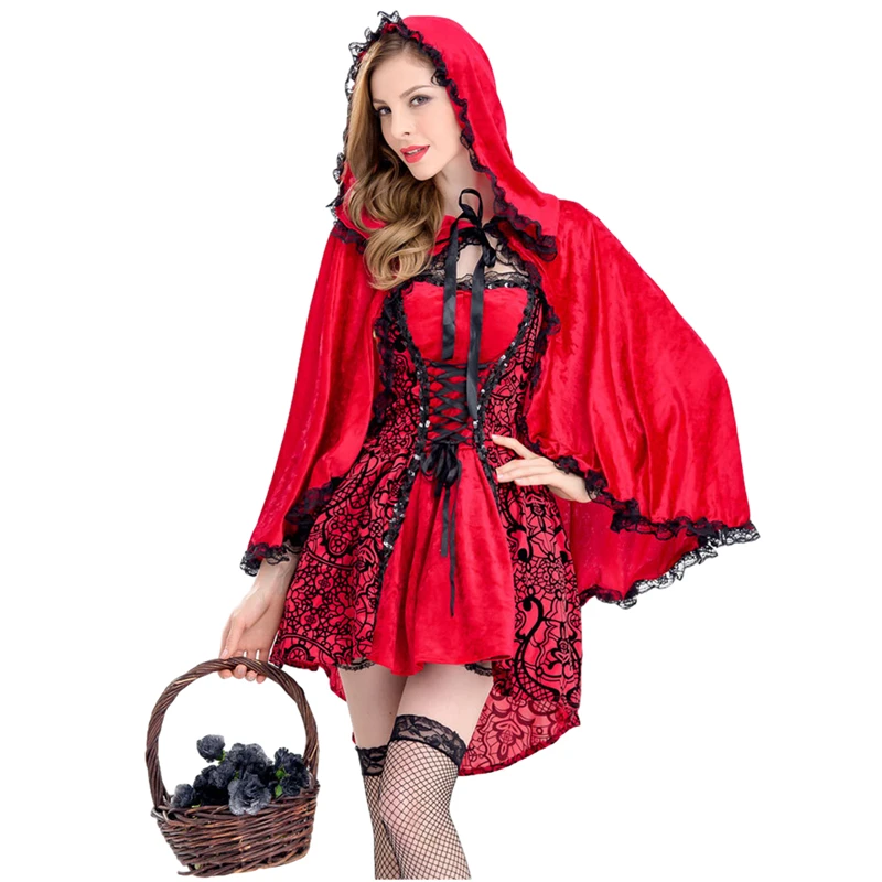 Костюмы на Хэллоуин готический маленький красный капюшон для верховой езды