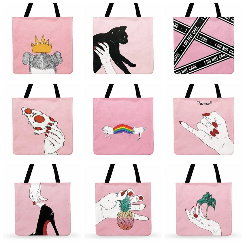 Сумка женская розовая с принтом | Багаж и сумки