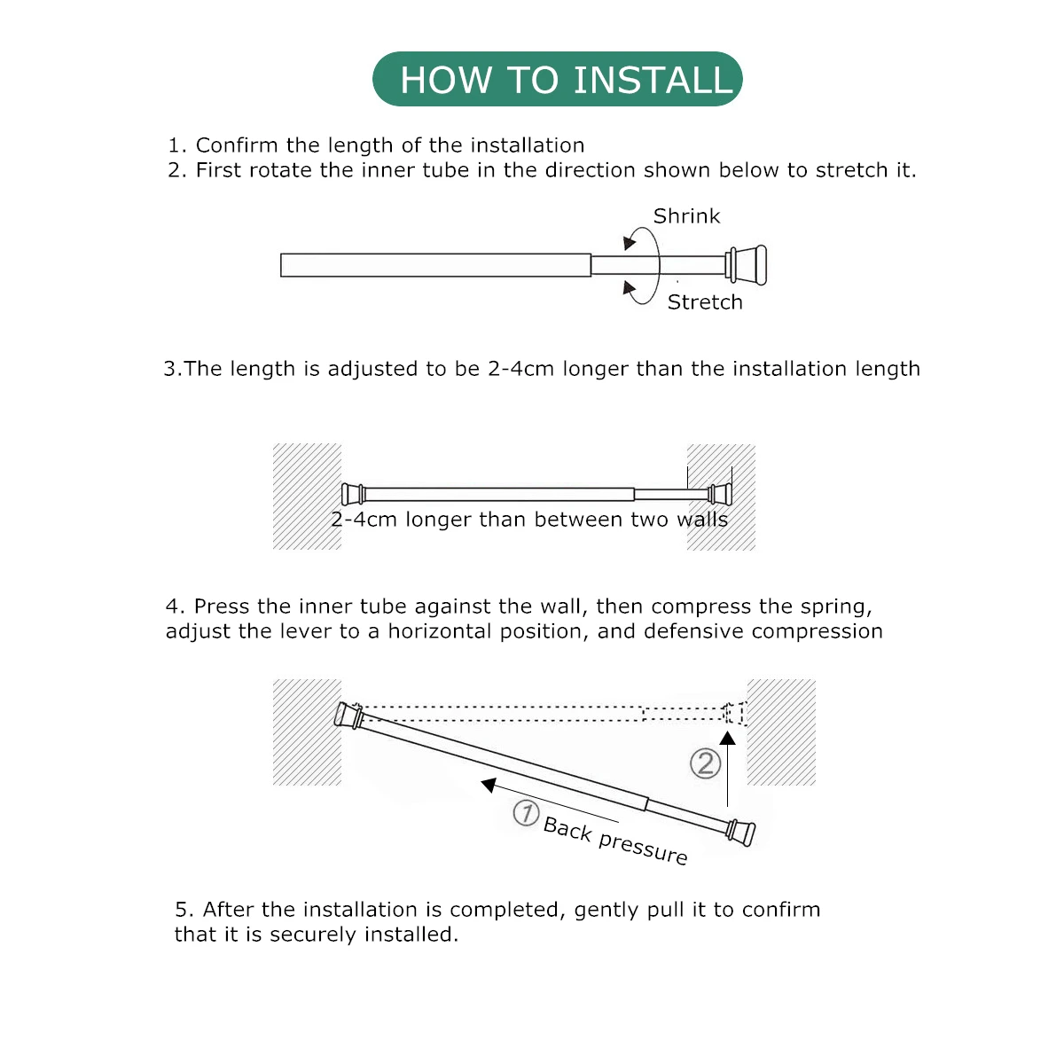 

90-240cm Telescopic Stainless Steel Shower Curtain Rods Window Rail Extendable Wardrobe Pole Rod Multifunction Bathroom Supplies
