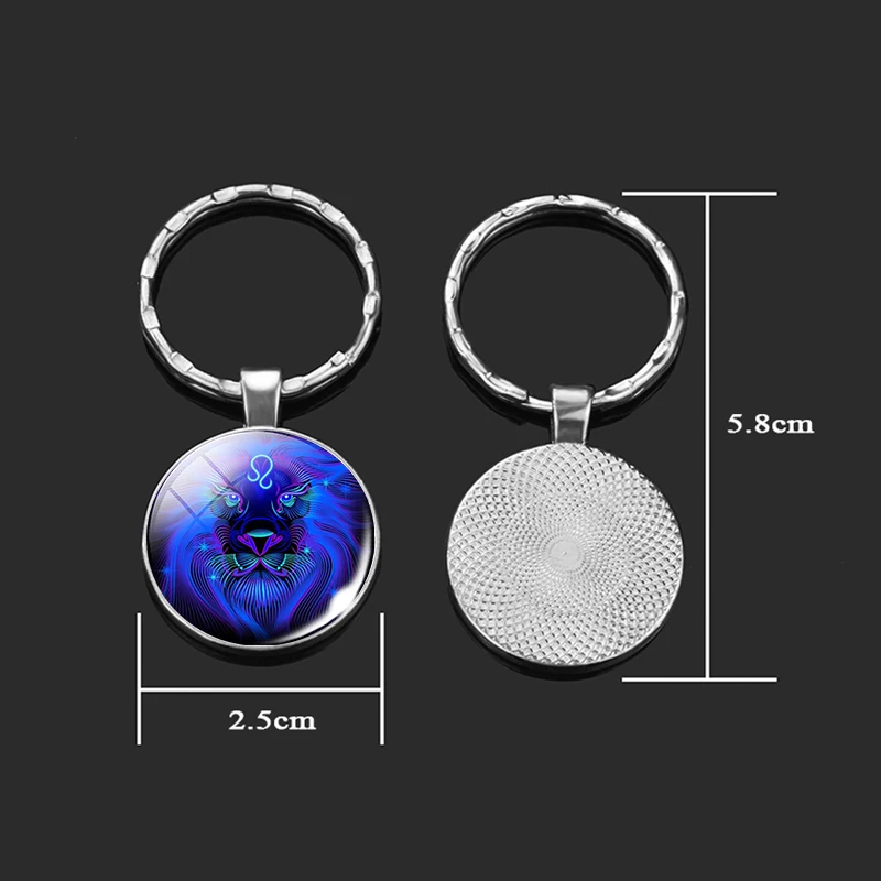 

12 Zodiac Sign Keychain Glass Dome Car Keychain Glow In The Dark Key Chain Luminous Constellation Trinkets Best Friend Gift