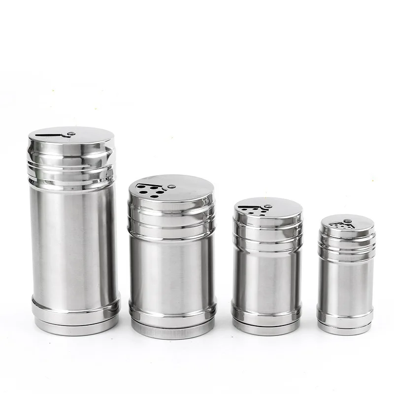 

Rotatable Cover Pepper Bottle Stainless Steel Spice Jar BBQ Salt Sugar Shaker Storage Seasoning Can Kitchen Condiment Tools