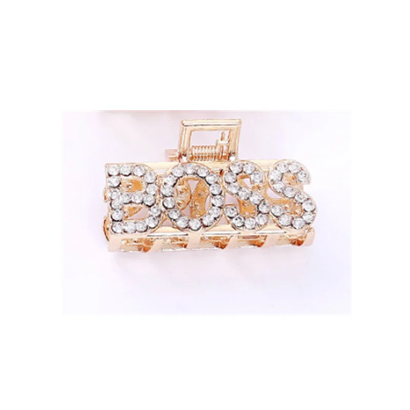 boss Rhinestone Новинка, женские заколки для волос с буквенным принтом, заколка-краб, заколка для волос, жемчужные стразы, заколка для волос, заколка для волос, парикмахерский инструмент, аксессуары для волос - Цвет: boss Rhinestone