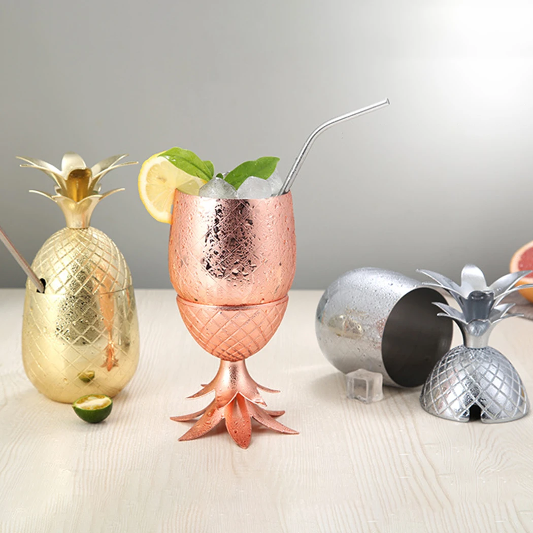 

550ml Pineapple Martini Glasses Party Bar Cocktail Mug Cups Appetizer Dessert Beer Drinks Cup With Straw Lid 8cmx19.5cm DiaxH