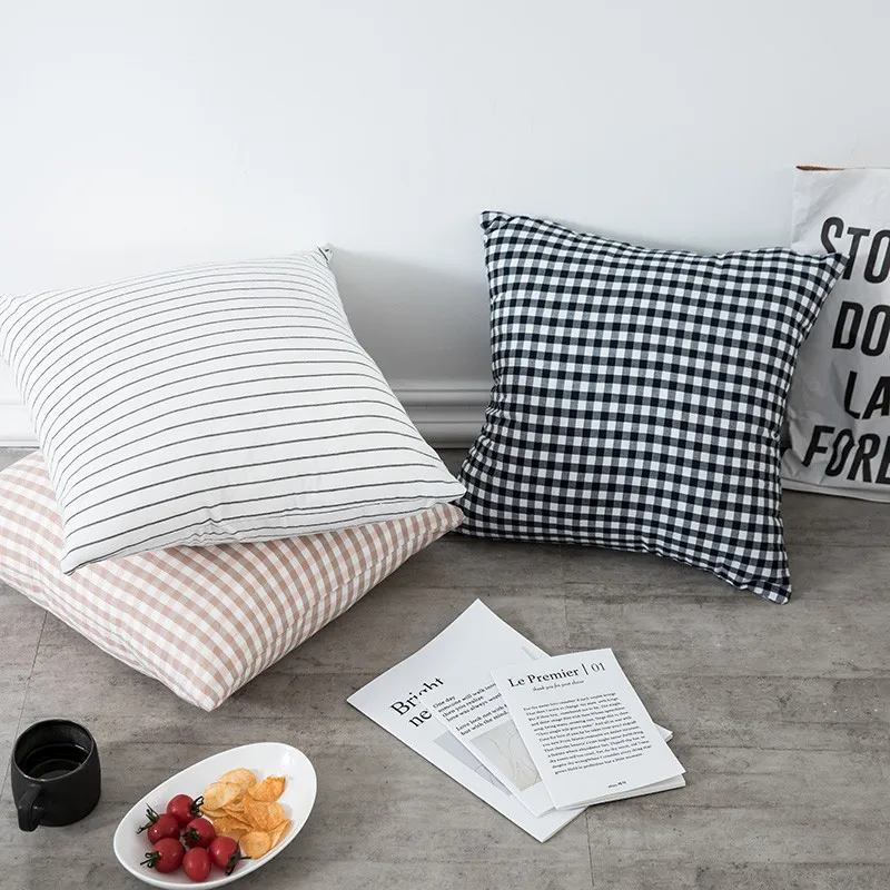 Простой хлопковый Чехол на подушку в скандинавском стиле Ins мягкий чехол клетку и