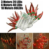 3610m red chili string lights red chilli pepper battery operated led indoor fairy lights party home decor for 2022 new year